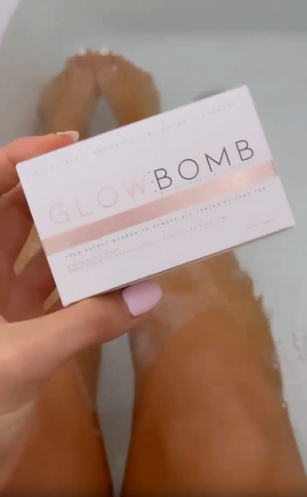 fake tan remover bath bomb glowdry glowbomb