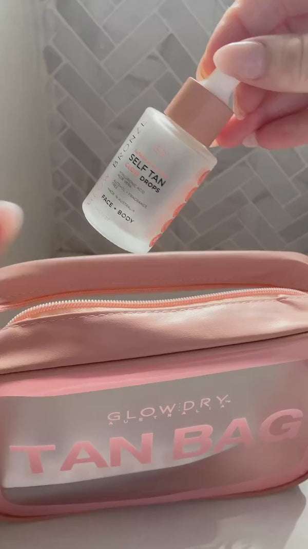 self tan drops and cosmetic case